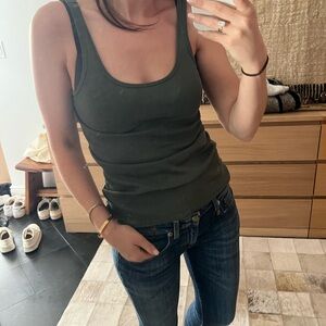 Women's Olive Green Ribbed Tank Top